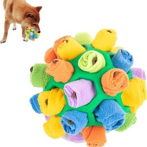 NWOT dog puzzle chew toy snuffle ball, green, yellow, and orange